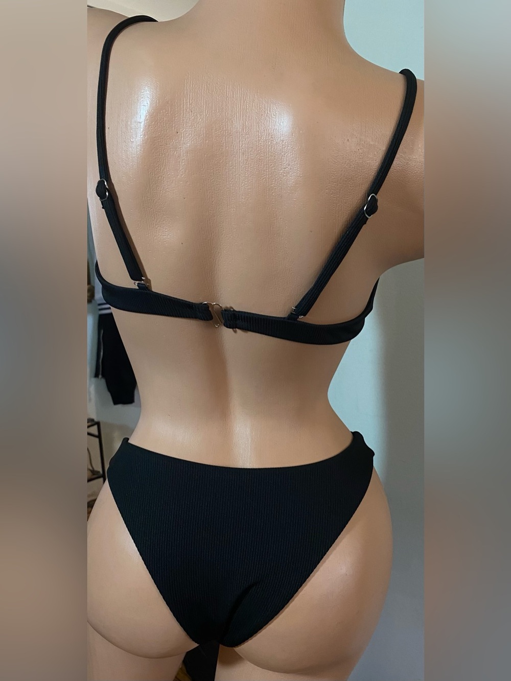NEW🎉 Matte Collection Black Ribbed Underwire Bikini Set Size S - Picture 7 of 9